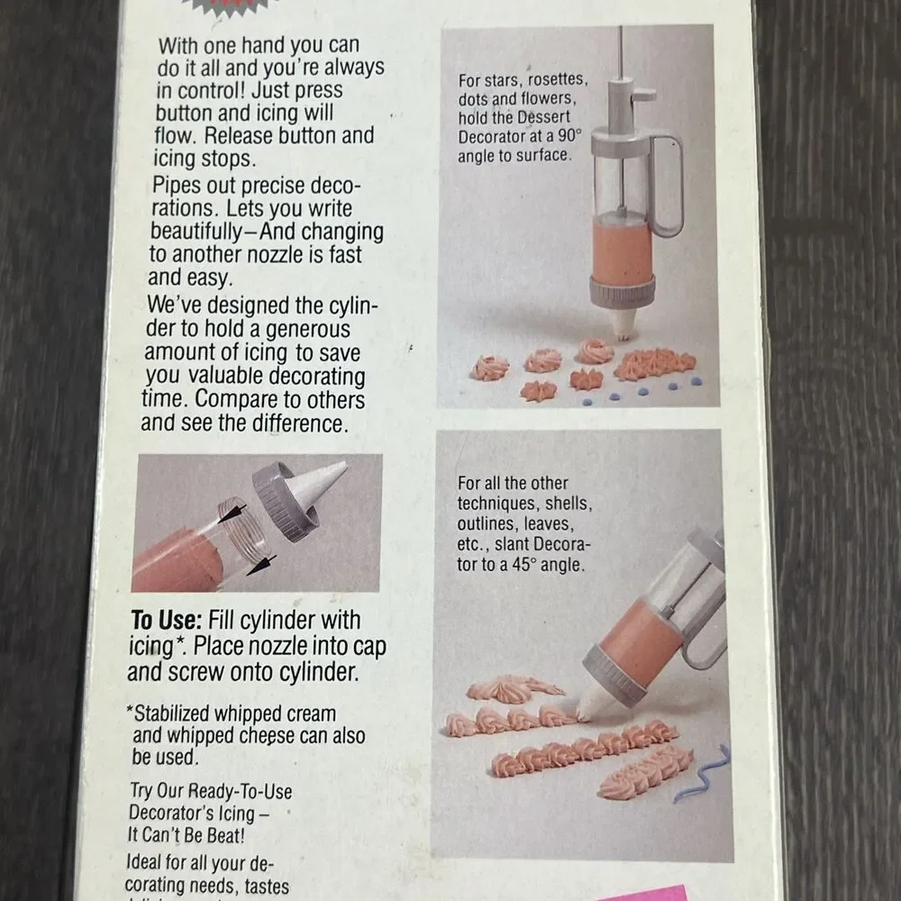 WILTON Dessert Frosting Icing Decorator Tool 1989 415-825 With 5 Nozzles
